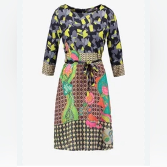 Desigual  camo floral lightweight 3/4 sleeve midi  dress sz 40 or M - Picture 1 of 6